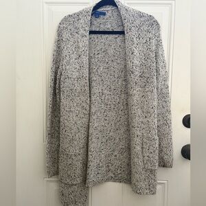 Apt 9 Womens Gray Black Marled Knit Open Front Cardigan Sweater Medium